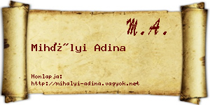 Mihályi Adina névjegykártya